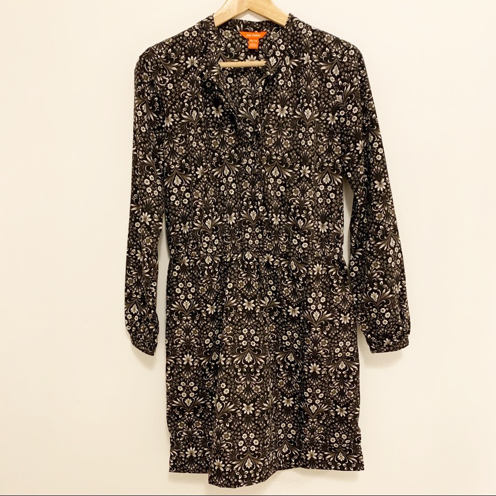 Joe Fresh Floral Print V Neck Button Mini Dress XS
